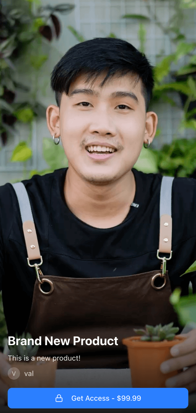 Instagram Reel-style product page on mobile device